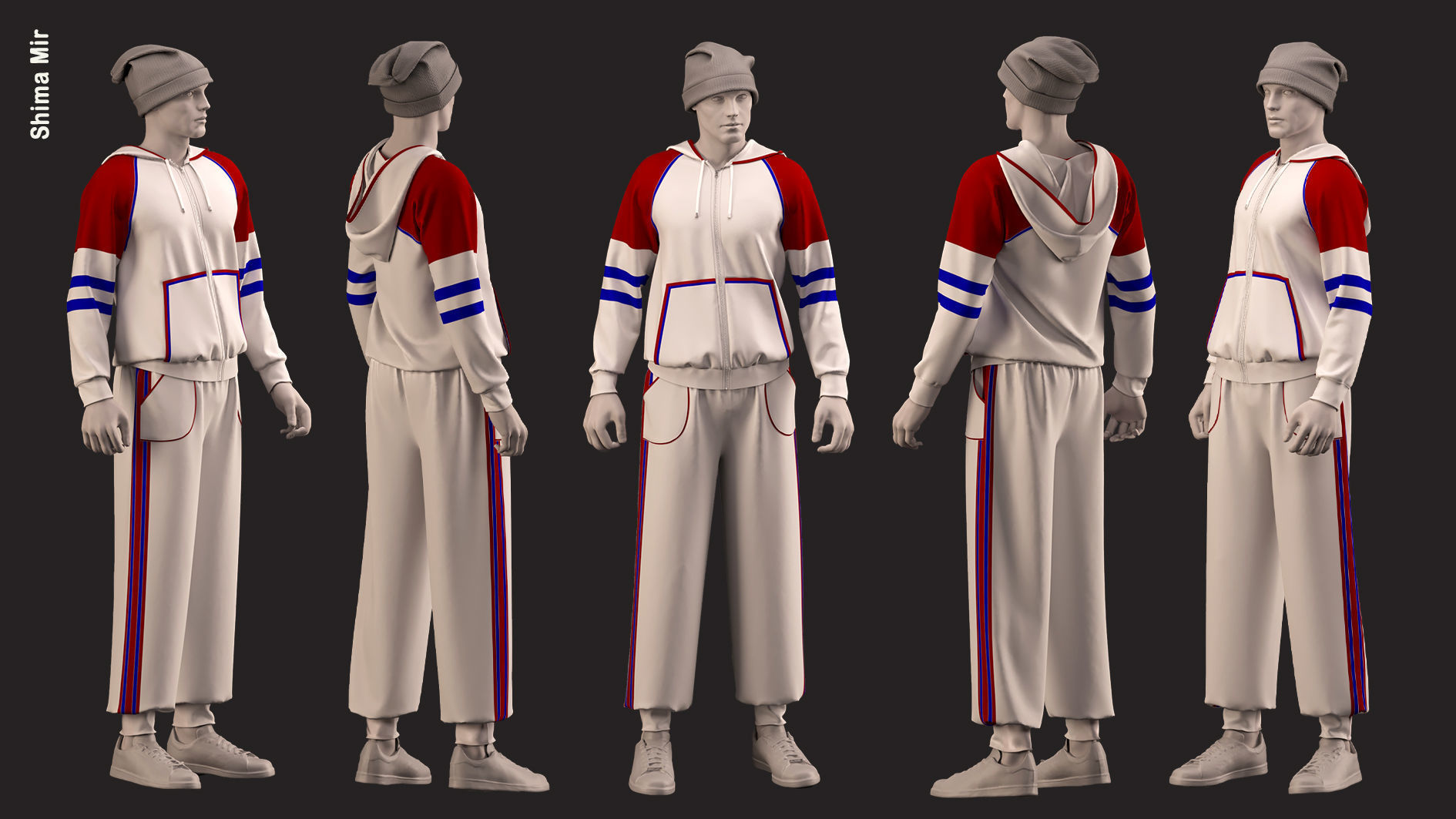 male sportswear and hat - ZPRJ - FBX - OBJ - TEXtures 3D model_9
