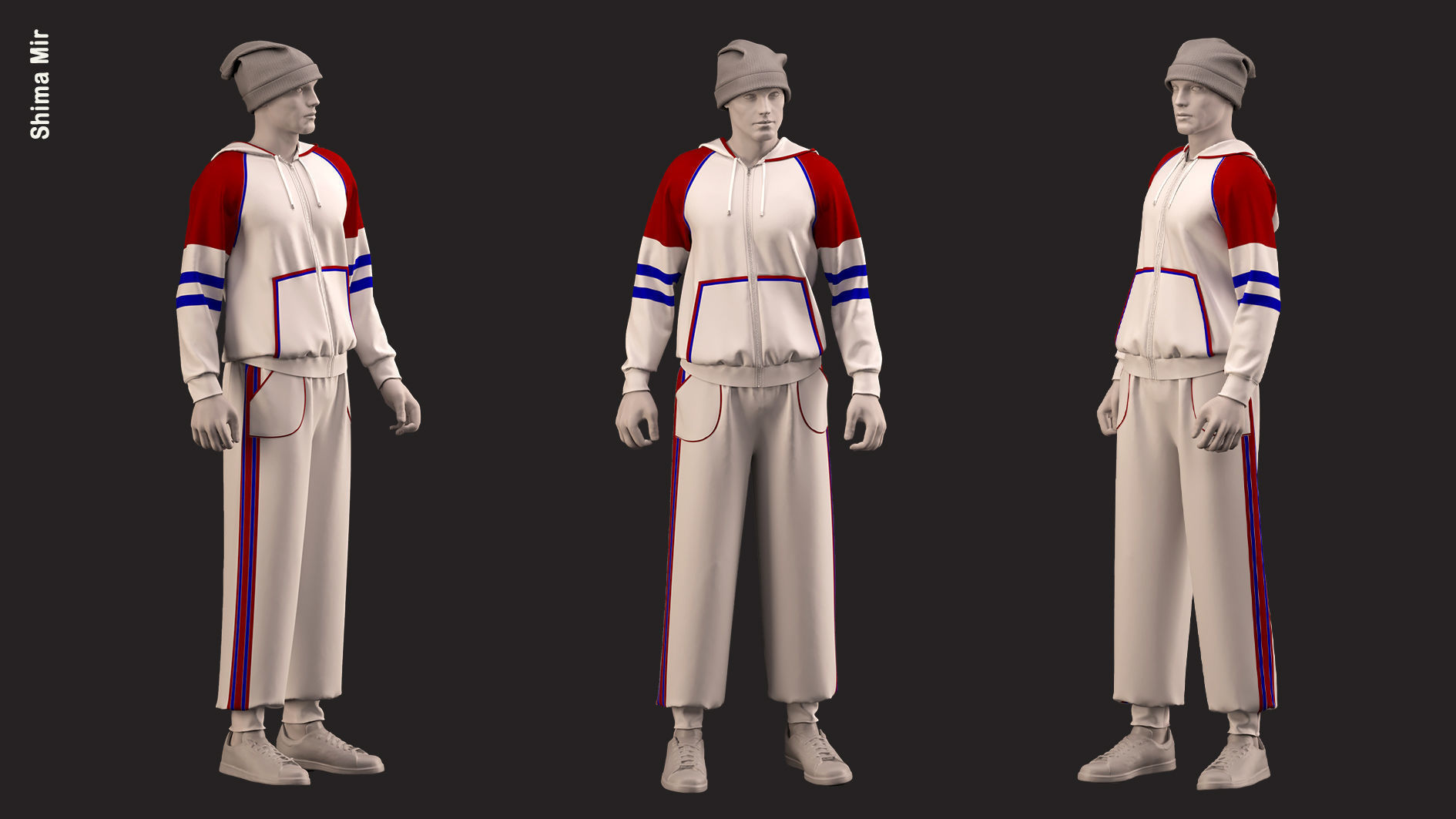 male sportswear and hat - ZPRJ - FBX - OBJ - TEXtures 3D model_8