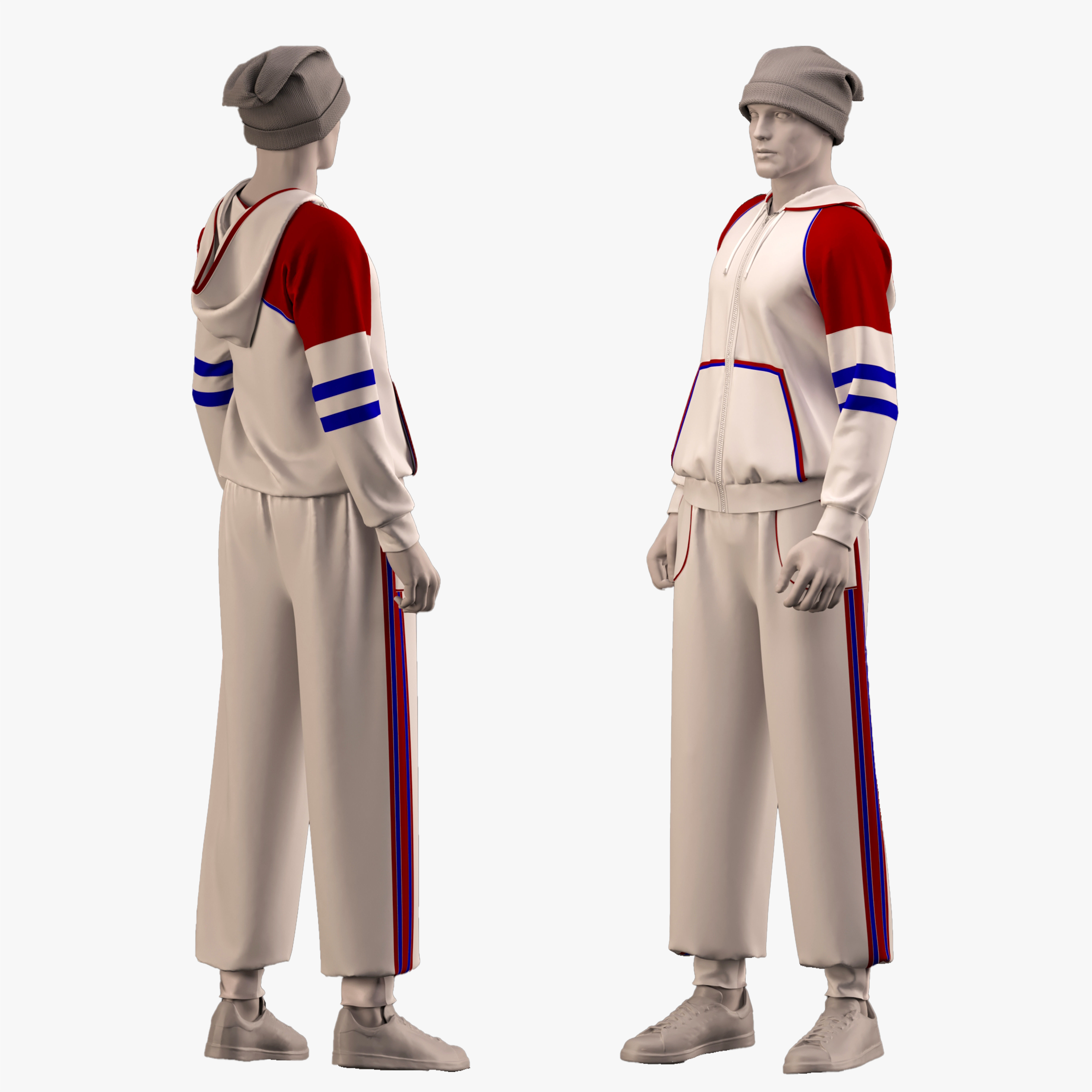 male sportswear and hat - ZPRJ - FBX - OBJ - TEXtures 3D model_3