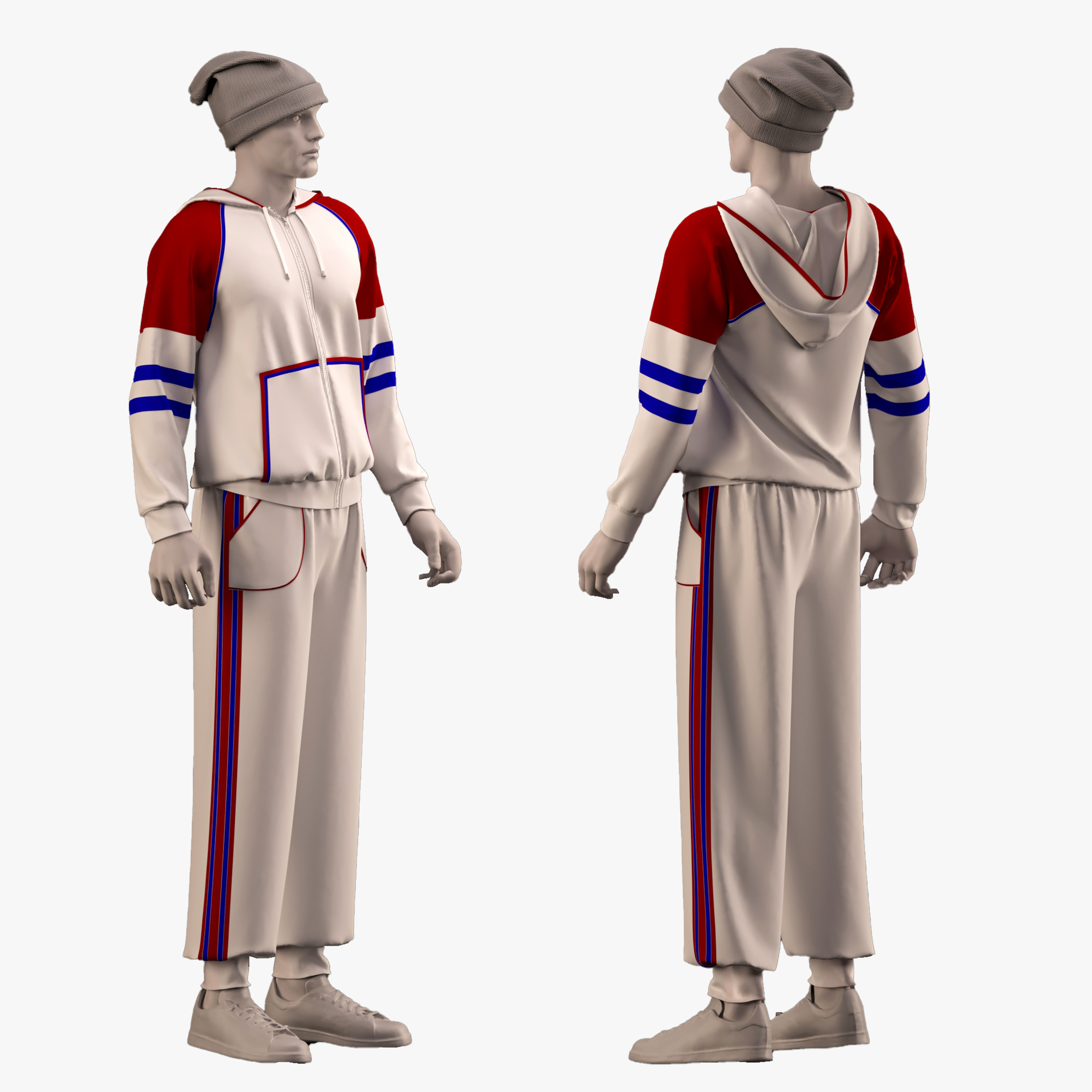 male sportswear and hat - ZPRJ - FBX - OBJ - TEXtures 3D model_4