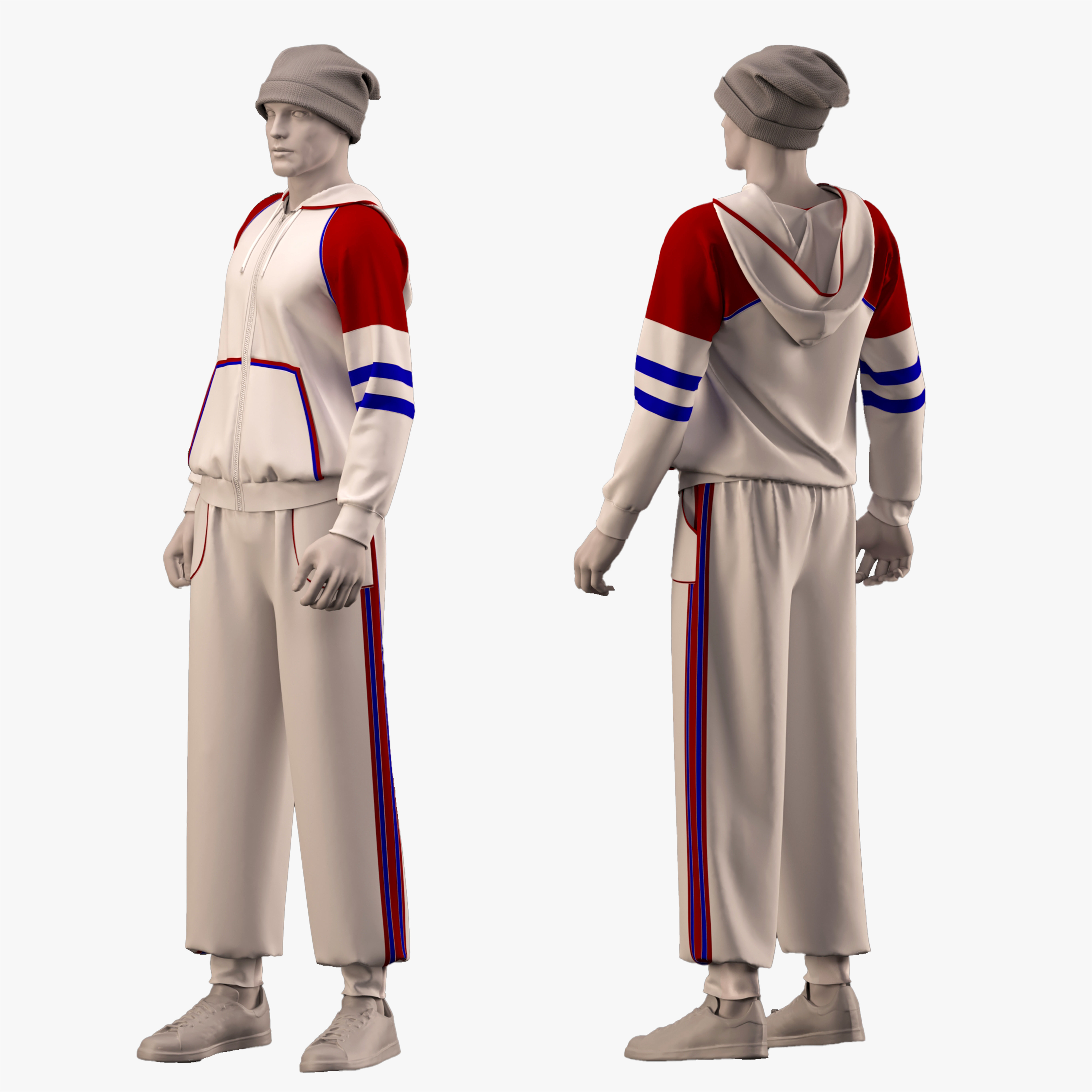 male sportswear and hat - ZPRJ - FBX - OBJ - TEXtures 3D model_5