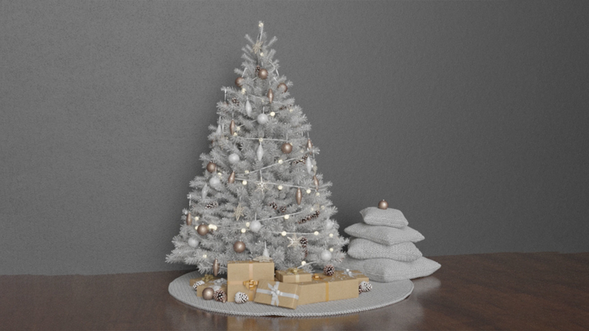 High quality WHITE Christmas tree set pack 14 3D model_4