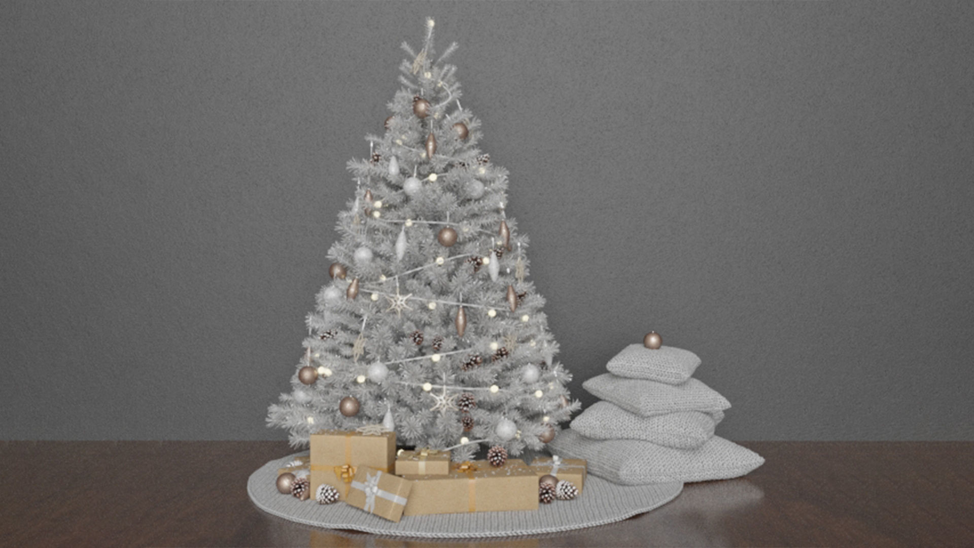 High quality WHITE Christmas tree set pack 14 3D model_2