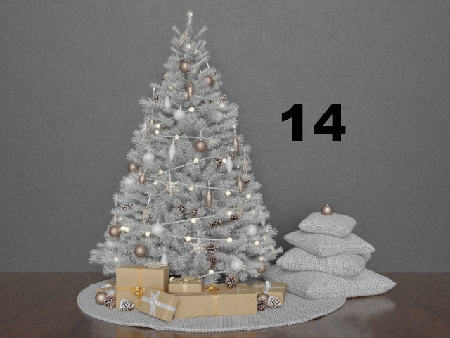 High quality WHITE Christmas tree set pack 14 3D model_1
