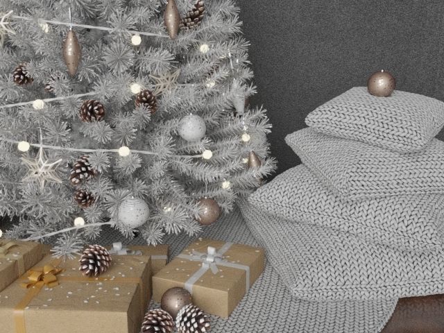 High quality WHITE Christmas tree set pack 14 3D model_5