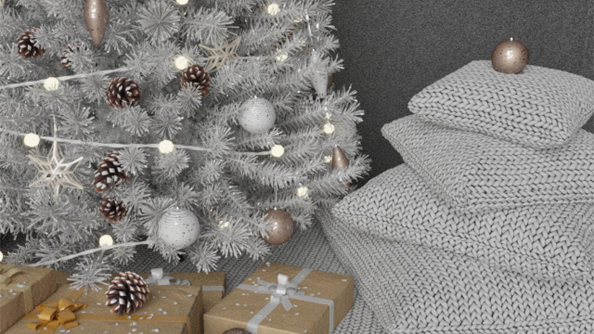 High quality WHITE Christmas tree set pack 14 3D model_7