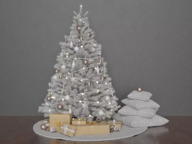 High quality WHITE Christmas tree set pack 14 3D model_0