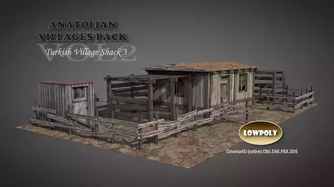 Anatolian Village Shack 3 Low-poly 3D model