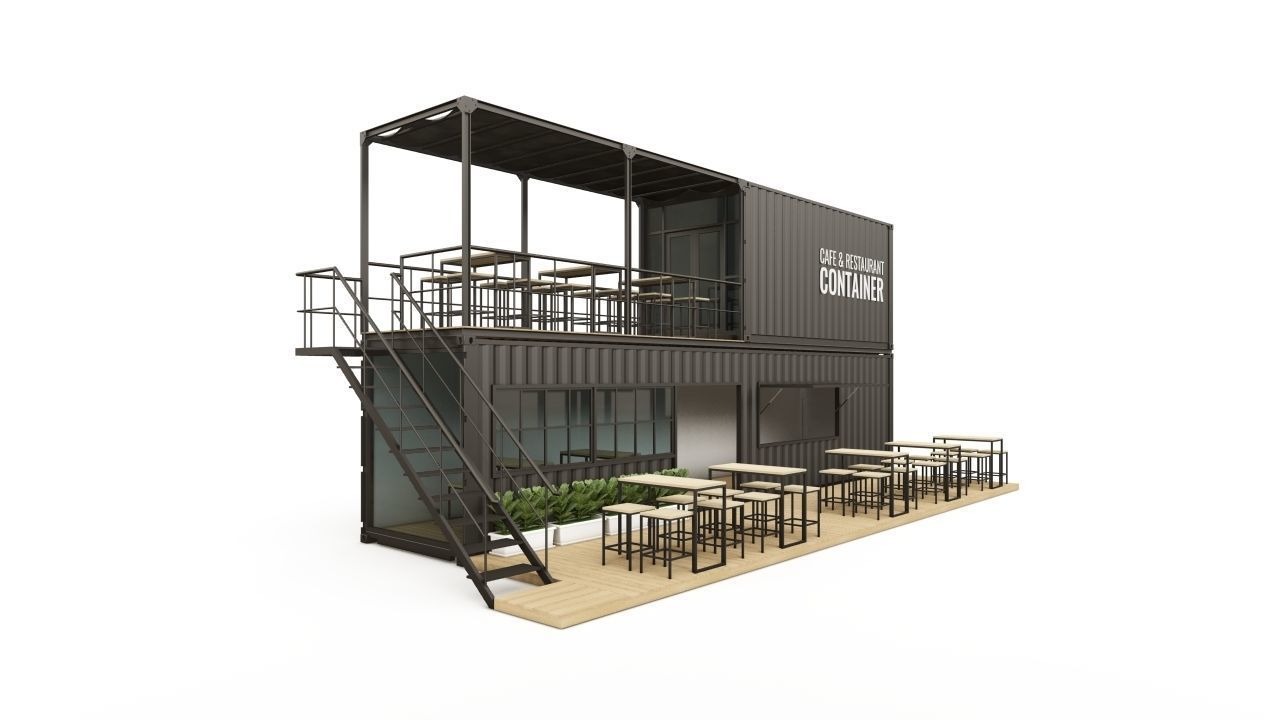Cafe and Restaurant Container 3D model_2