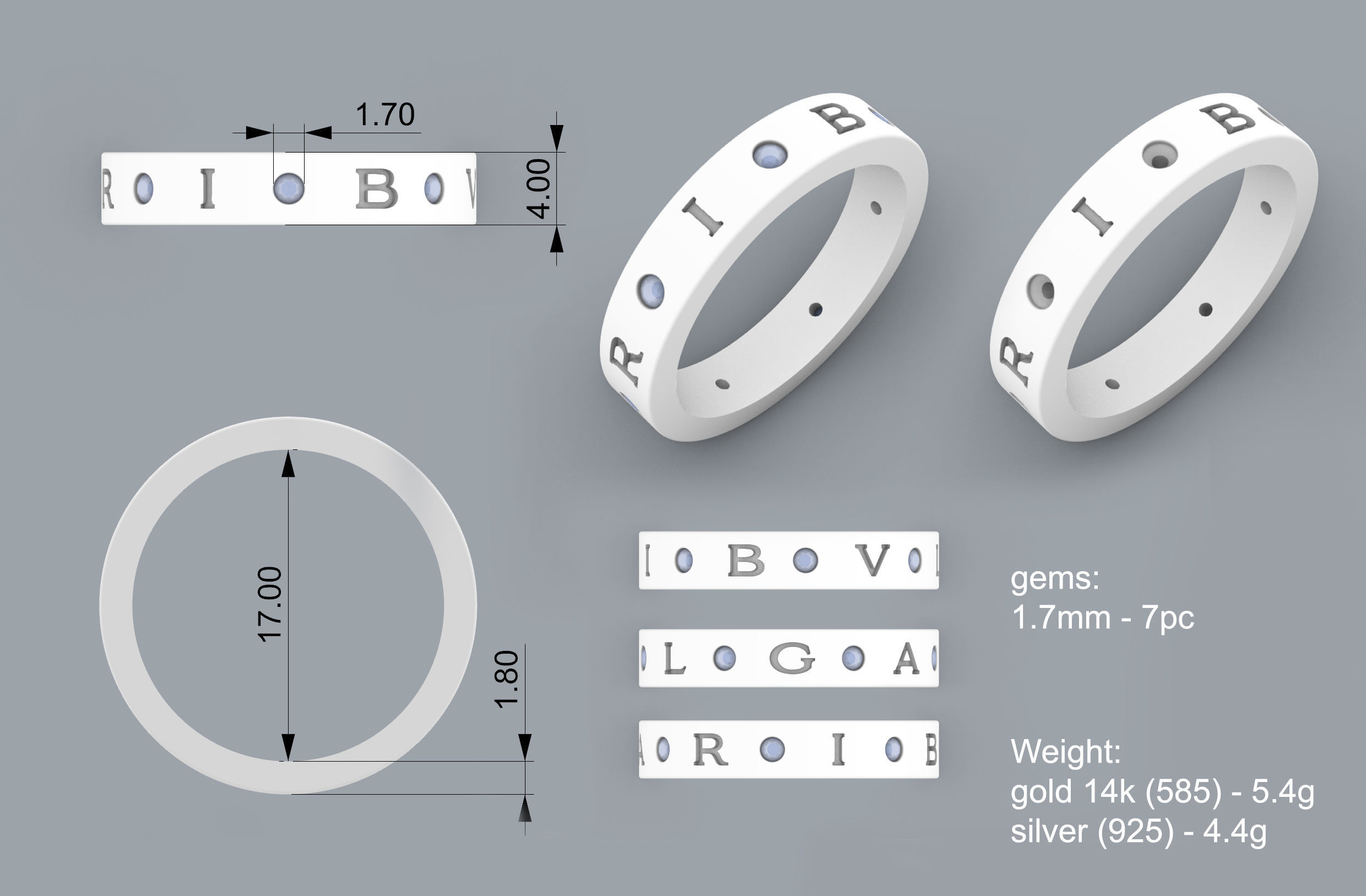 3d model ring Bulgari 3D 3D print model_2