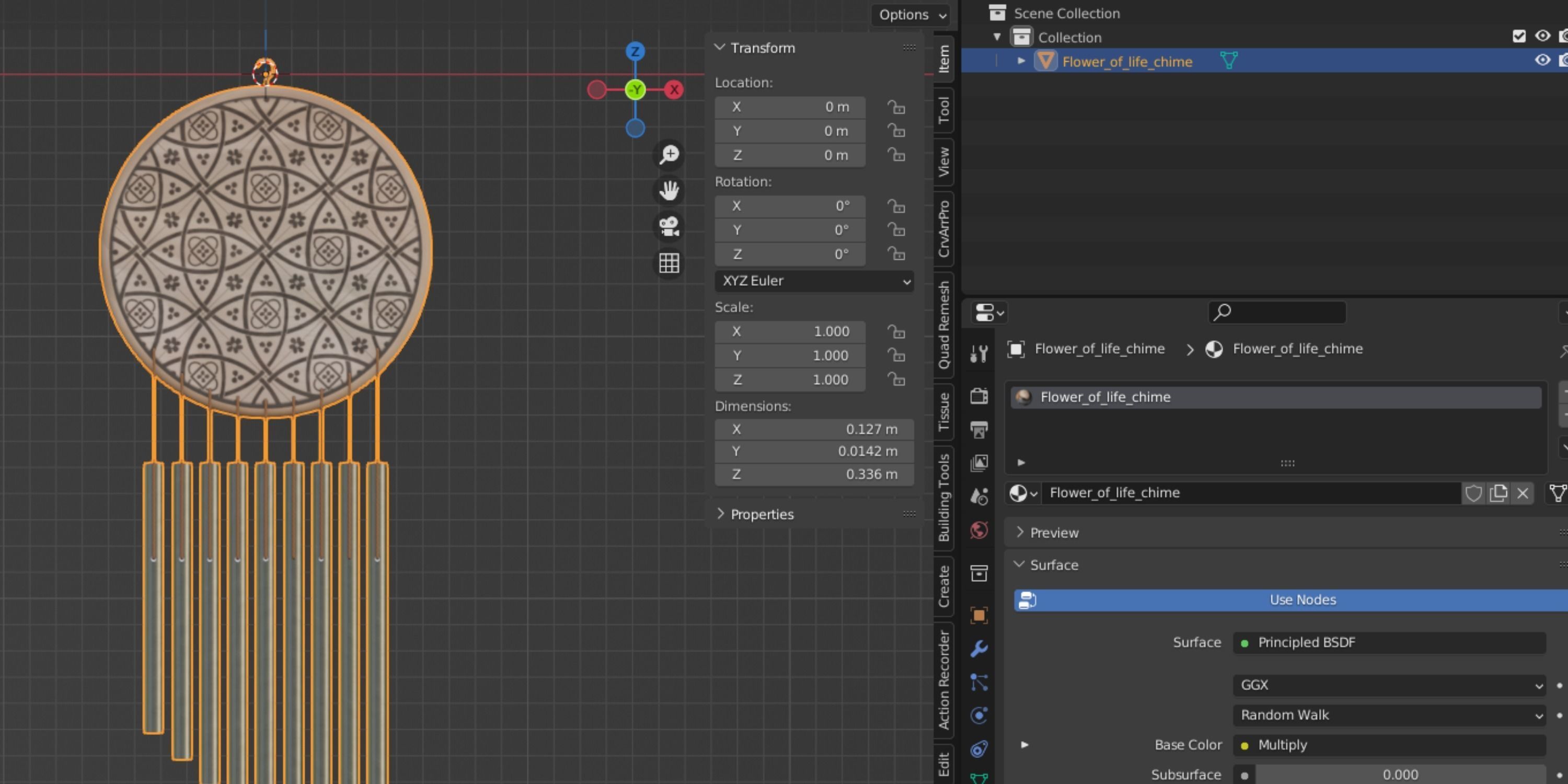 Flower Of Life Chime Low-poly 3D model_2