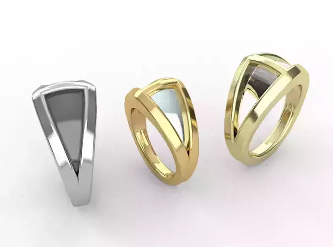 Triangle Eye Ring and Ring wH