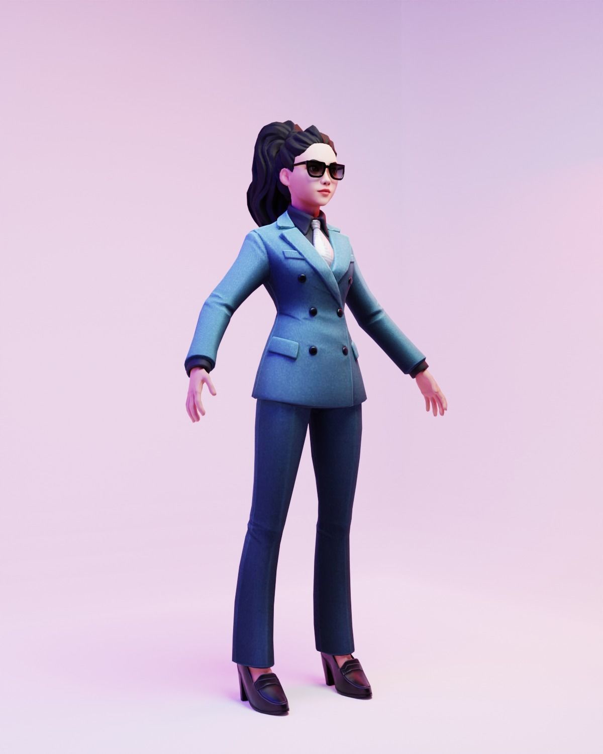 Character Woman  Low-poly 3D model_1