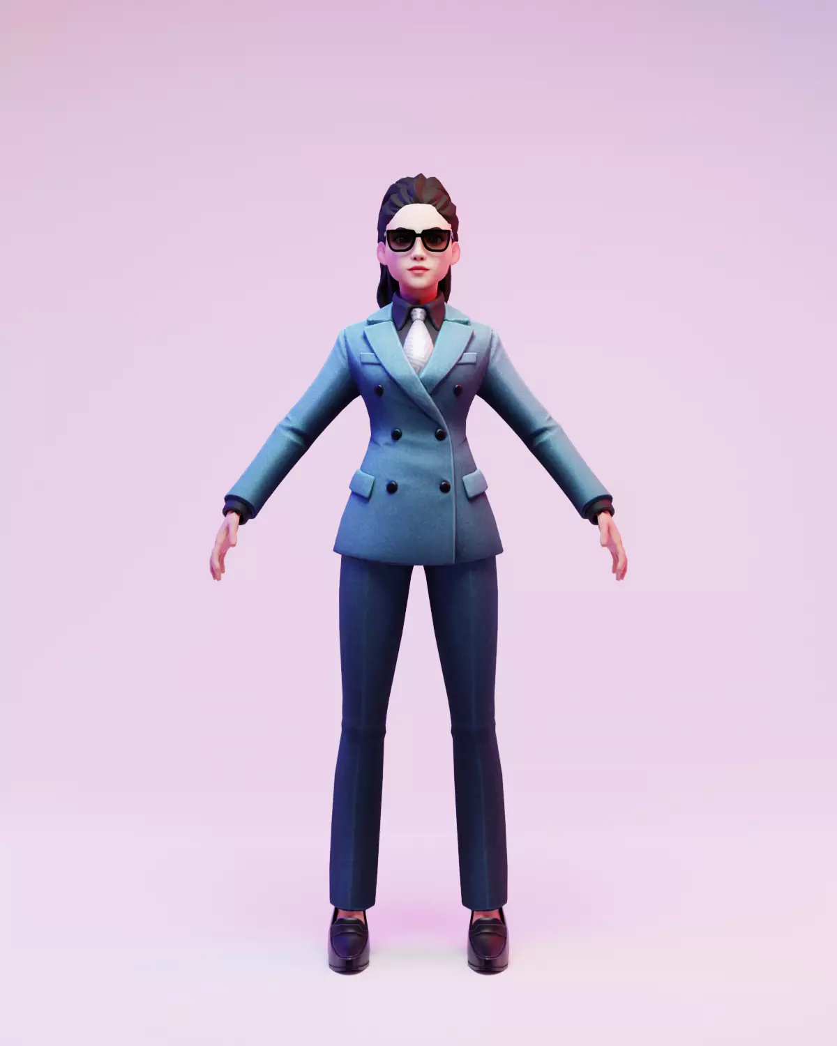 Character Woman  Low-poly 3D model_0