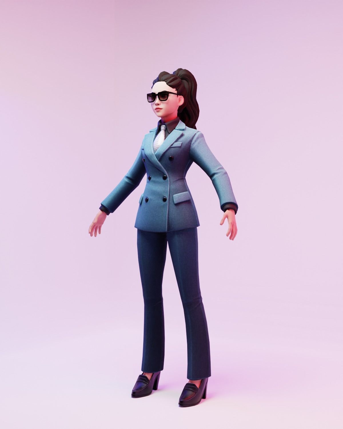 Character Woman  Low-poly 3D model_2