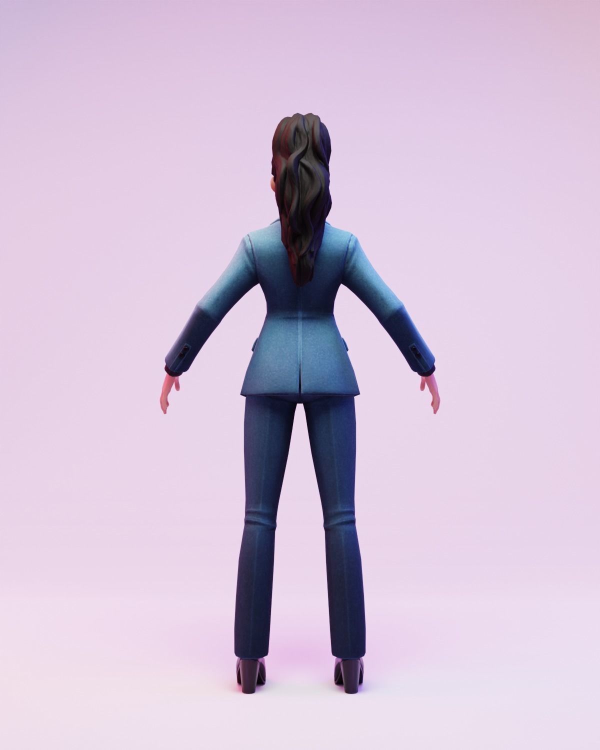 Character Woman  Low-poly 3D model_3