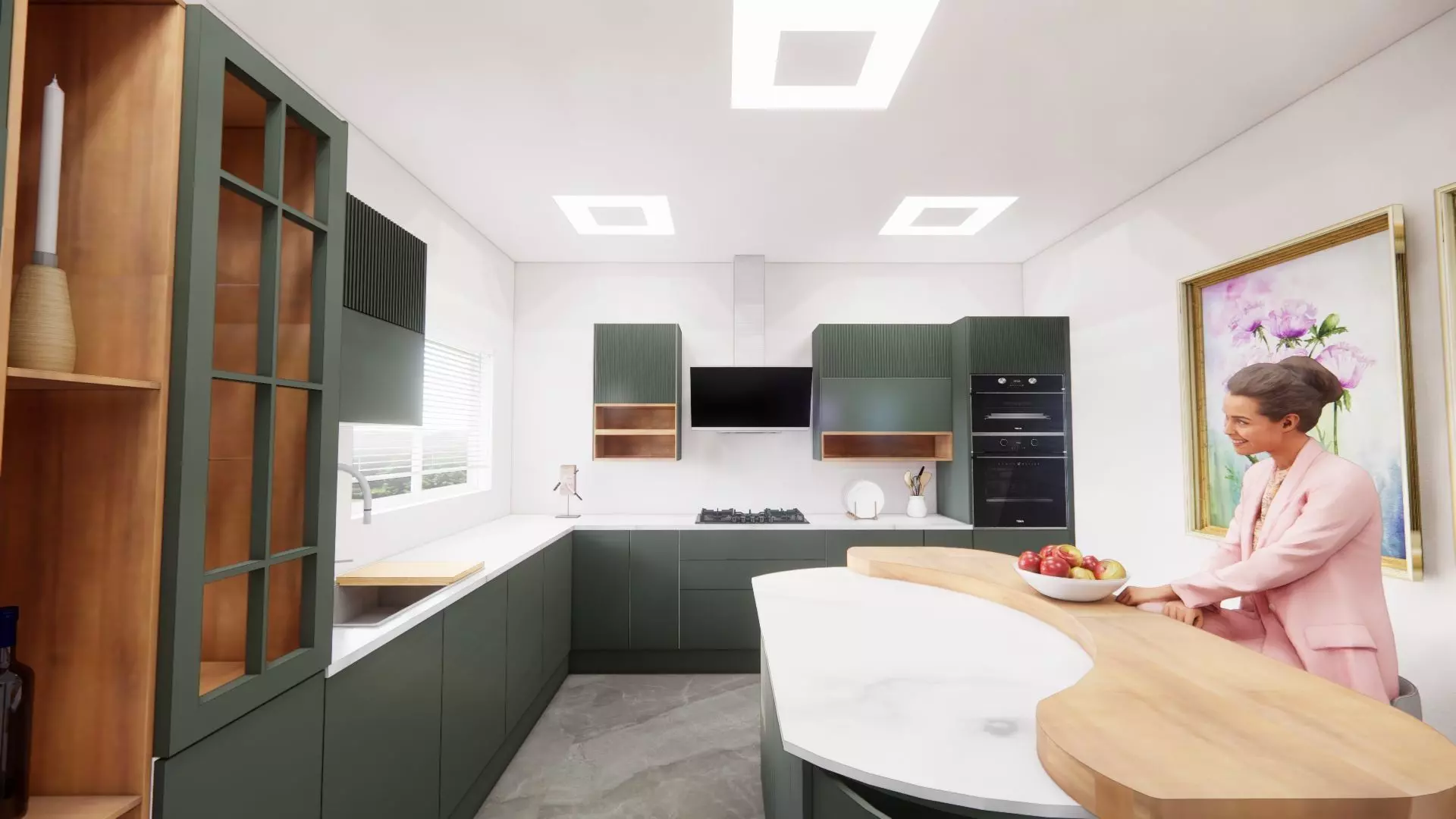 kitchen 6 woman in with cabinets Free 3D model