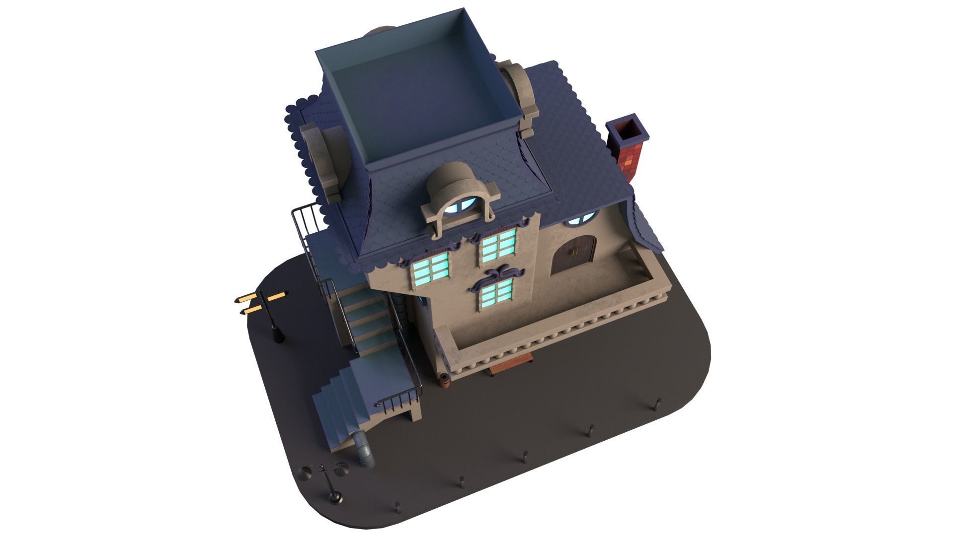 Cartoon House 02 3D model_4