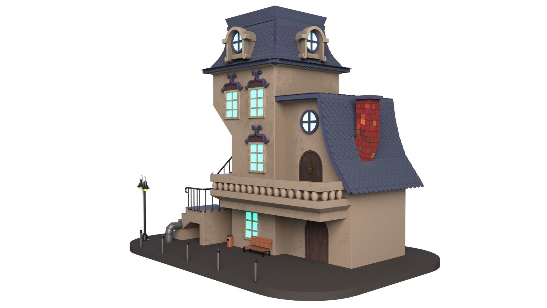 Cartoon House 02 3D model_1