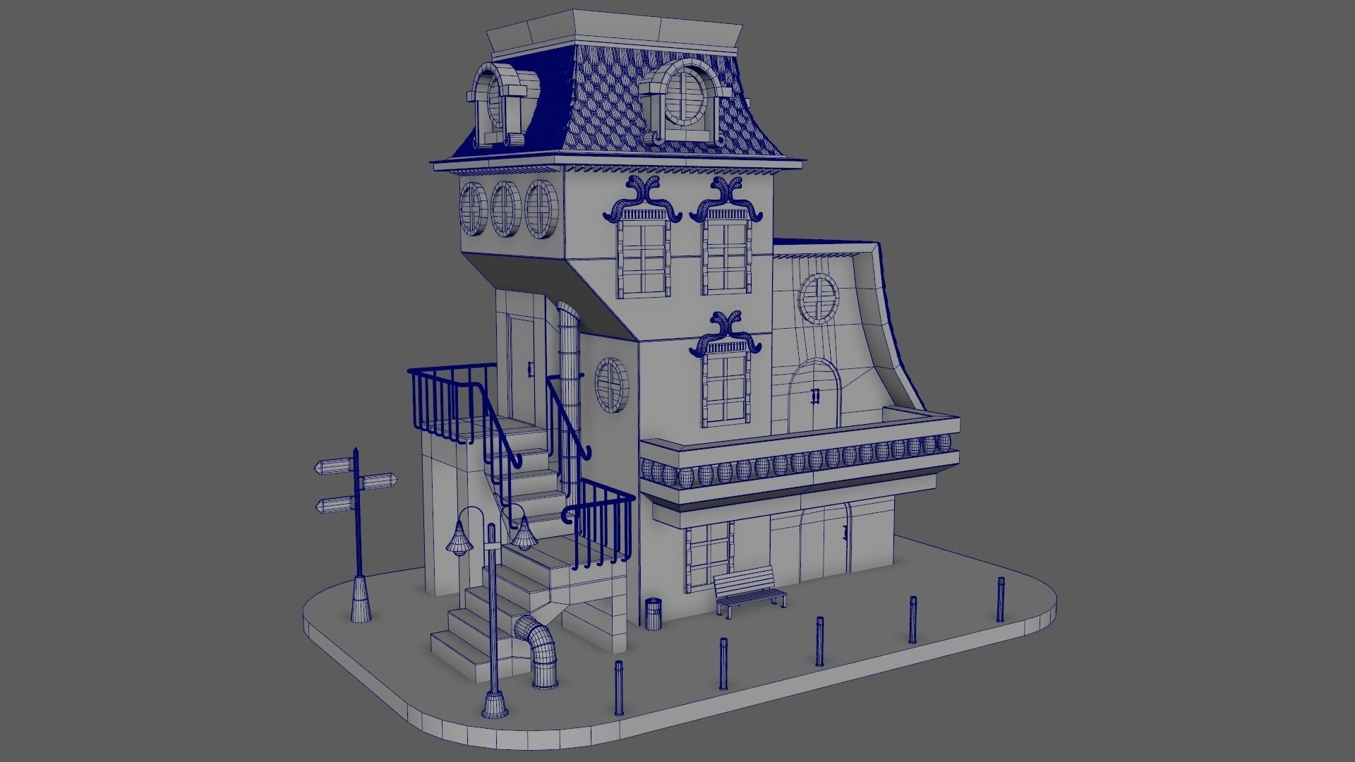 Cartoon House 02 3D model_7