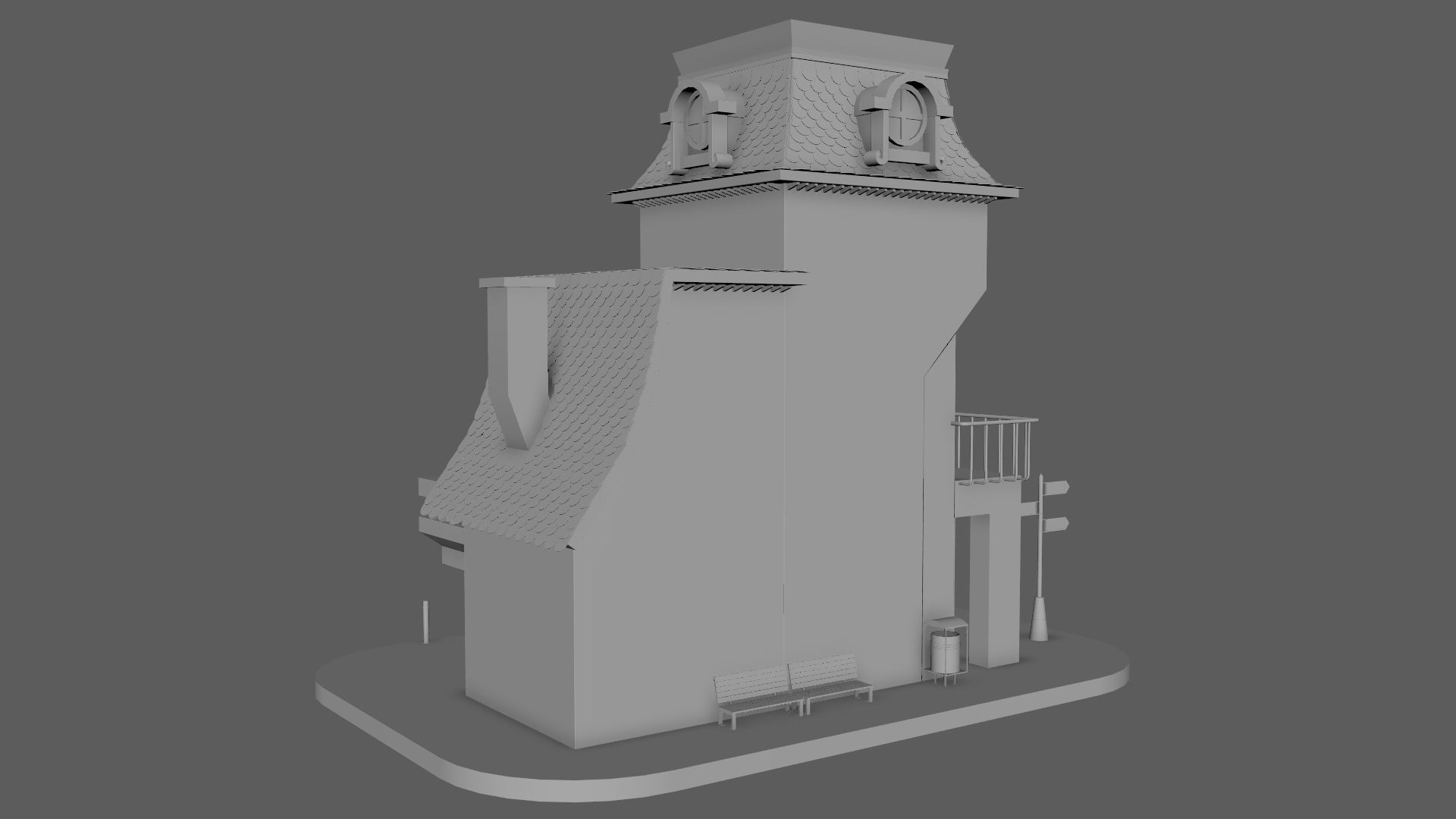 Cartoon House 02 3D model_12