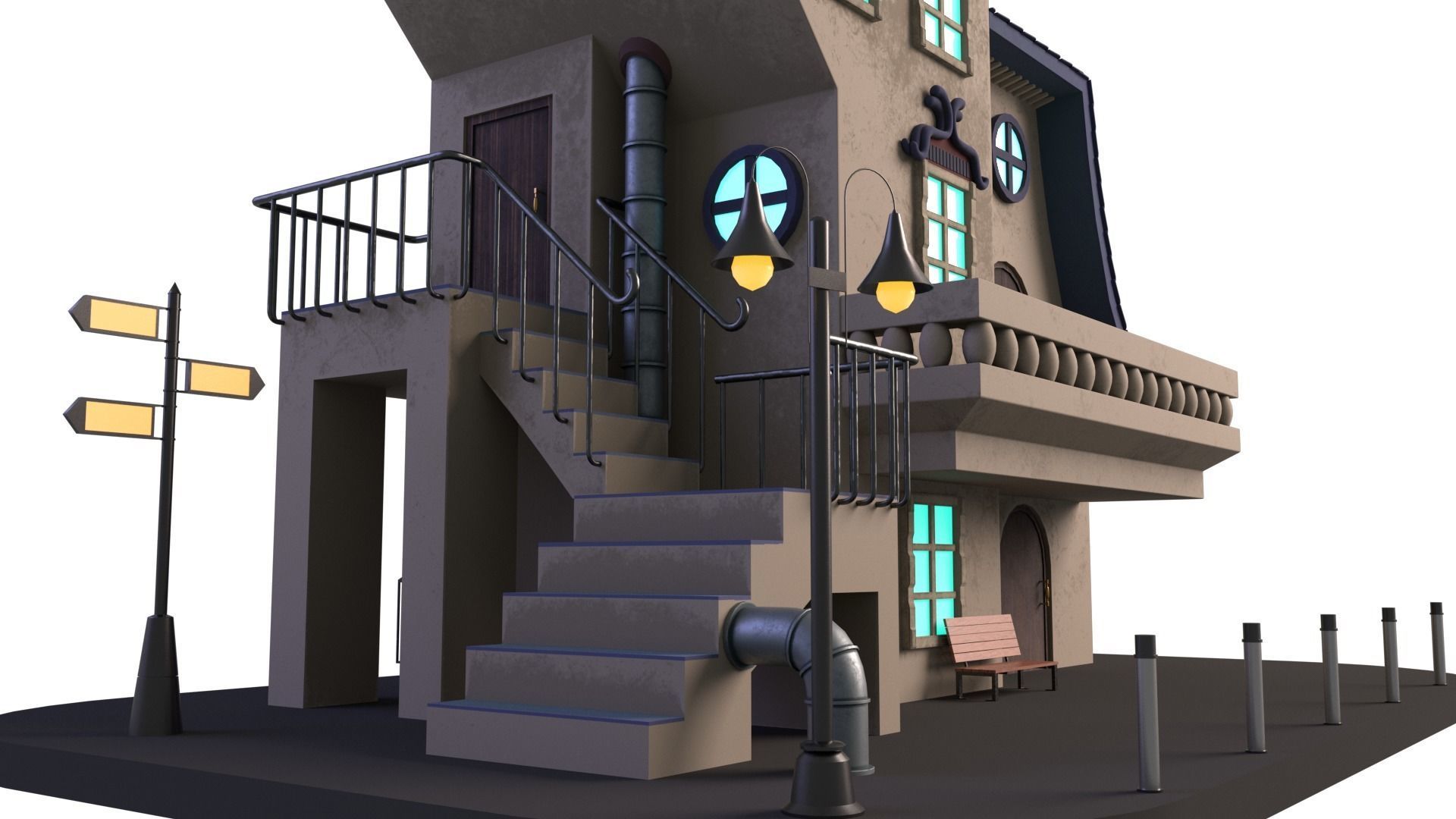 Cartoon House 02 3D model_5