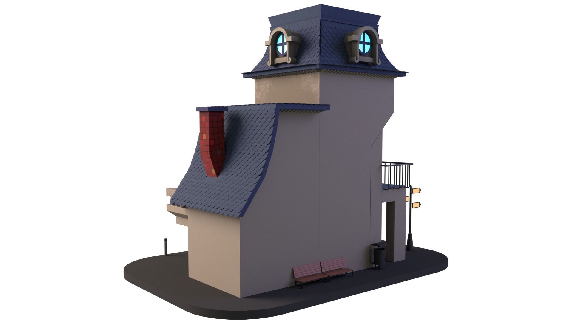 Cartoon House 02 3D model_2