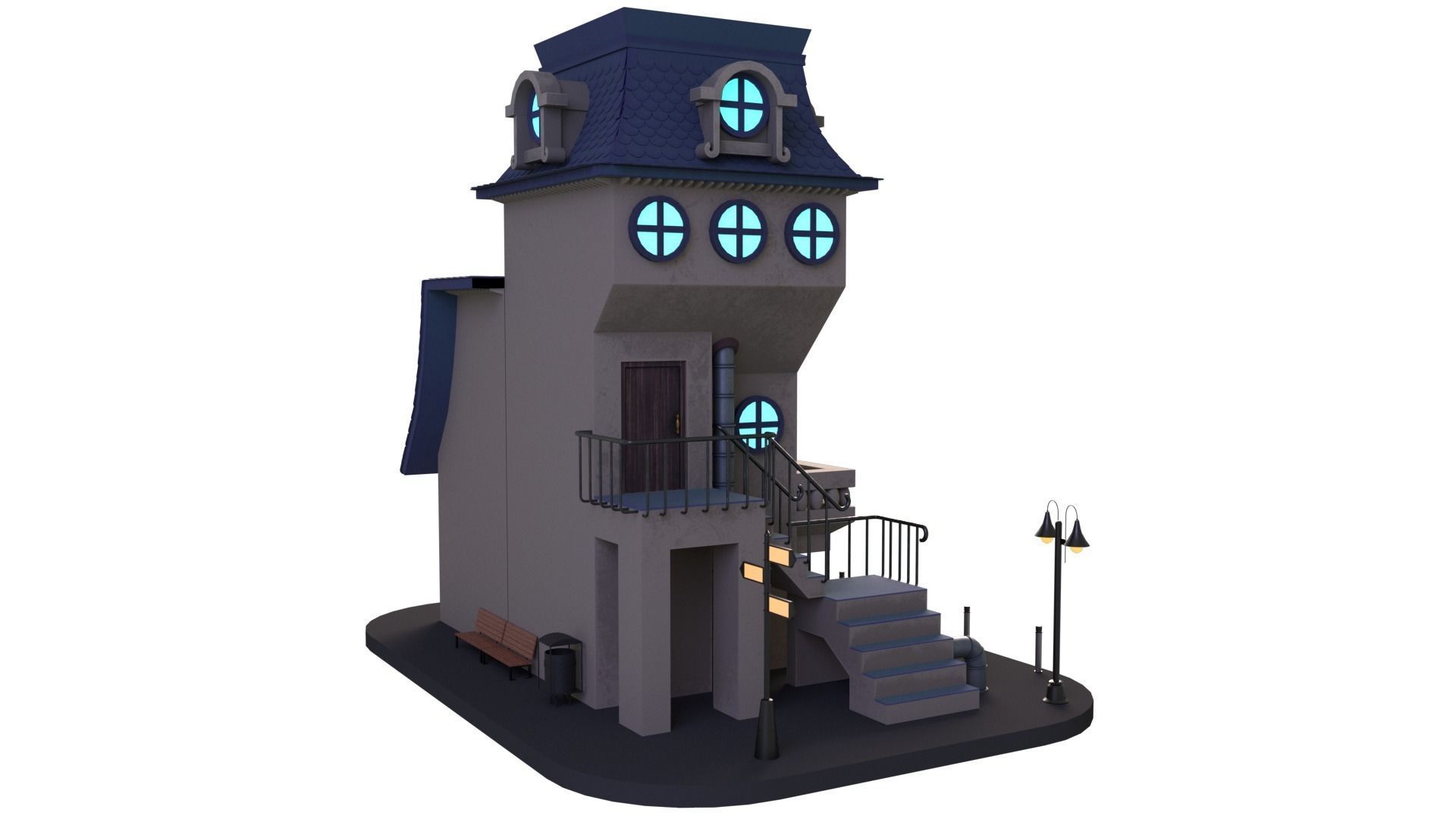 Cartoon House 02 3D model_3