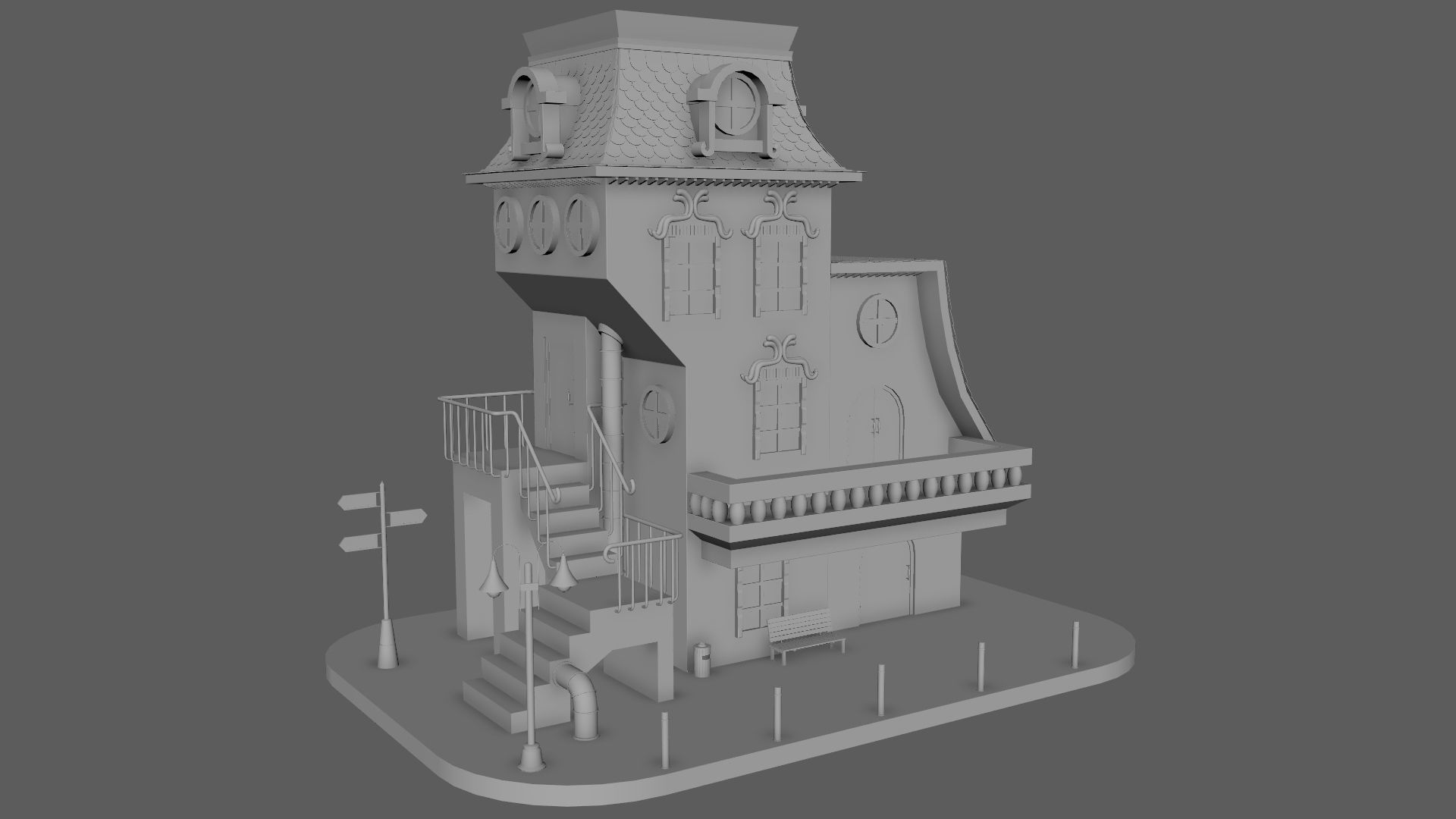 Cartoon House 02 3D model_6