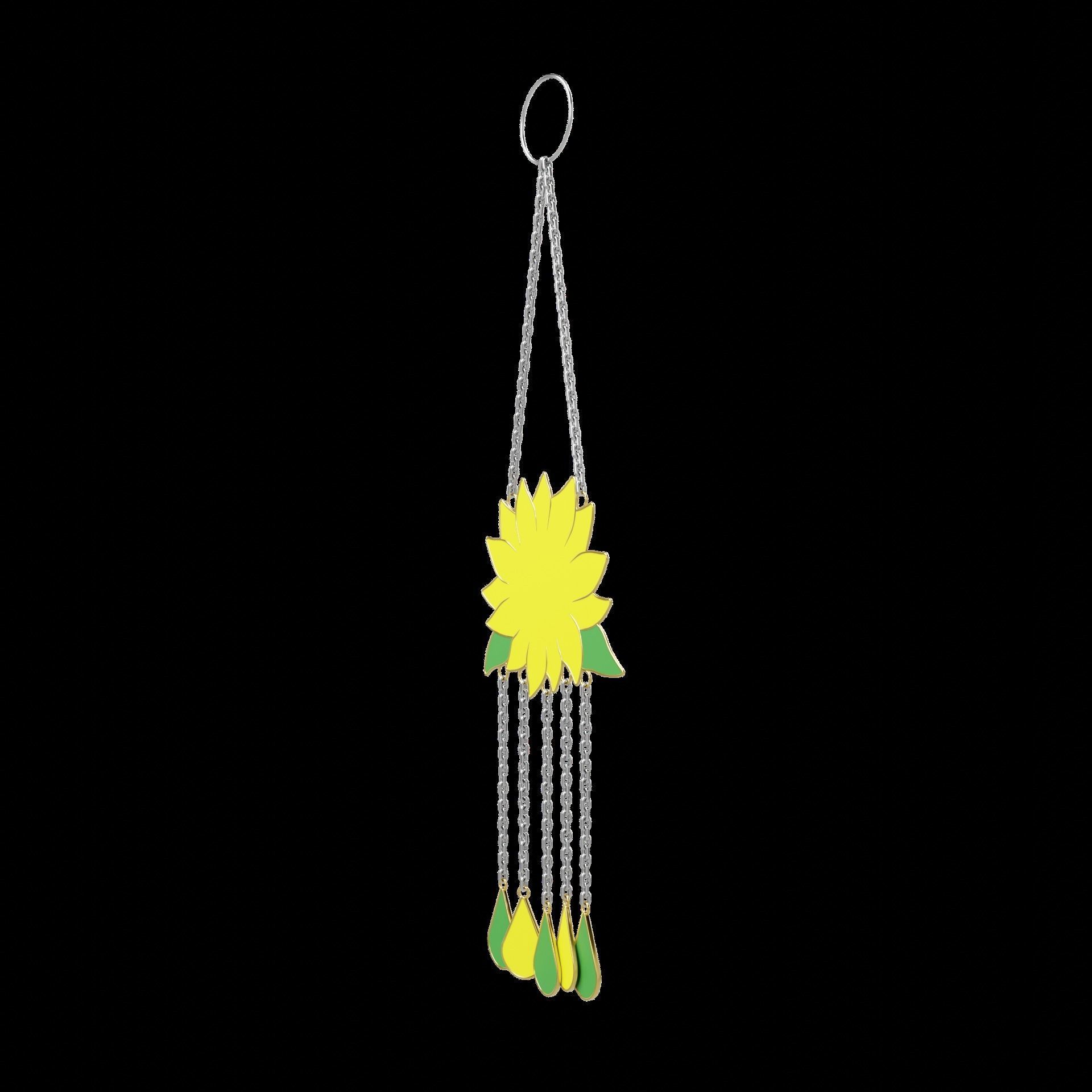 Sunflower Wind Chime Low-poly 3D model_11