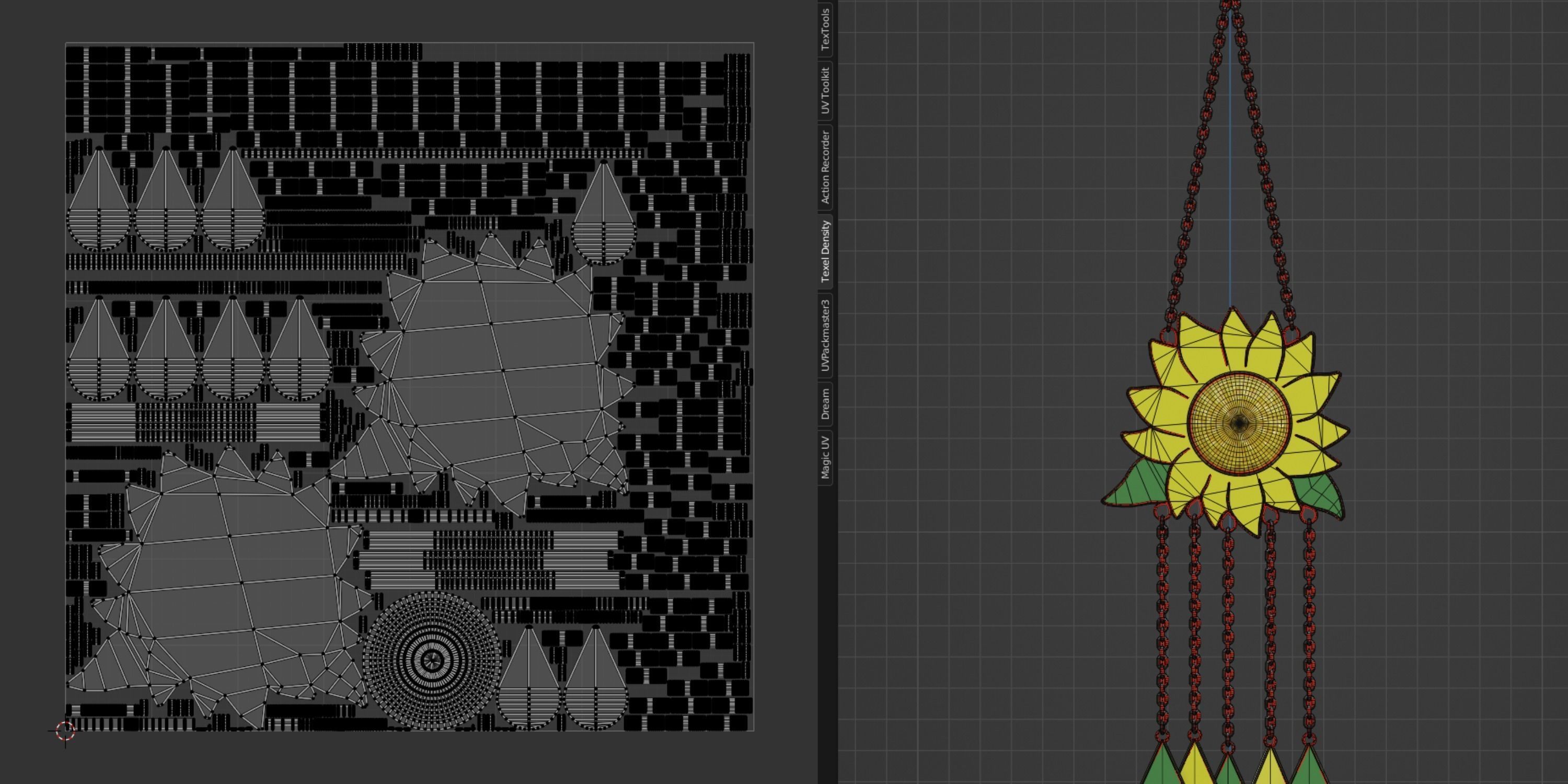 Sunflower Wind Chime Low-poly 3D model_5