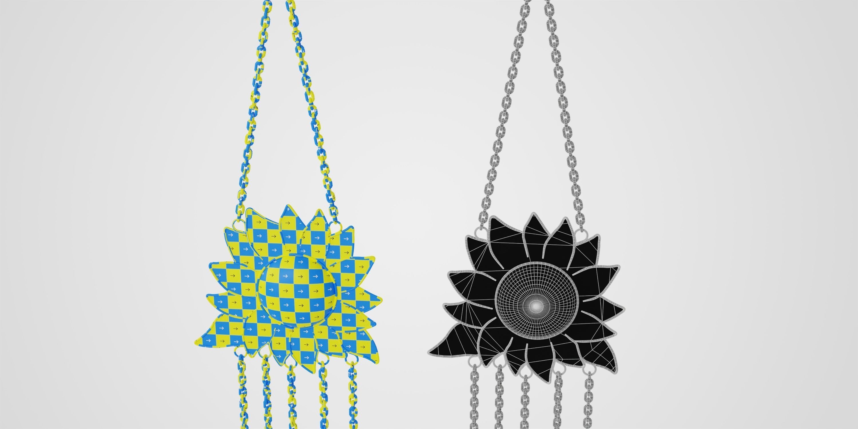 Sunflower Wind Chime Low-poly 3D model_3
