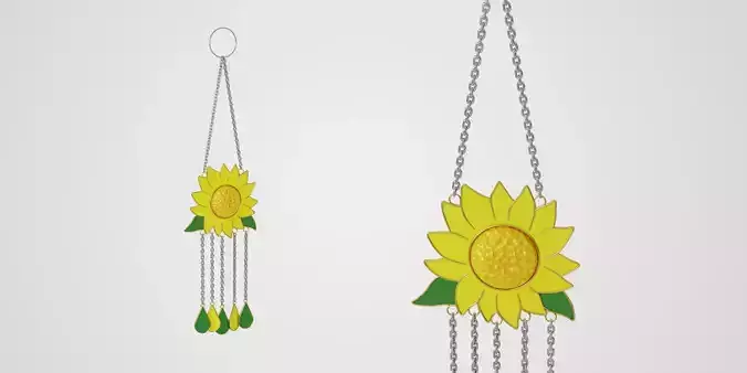 Sunflower Wind Chime Low-poly 3D model