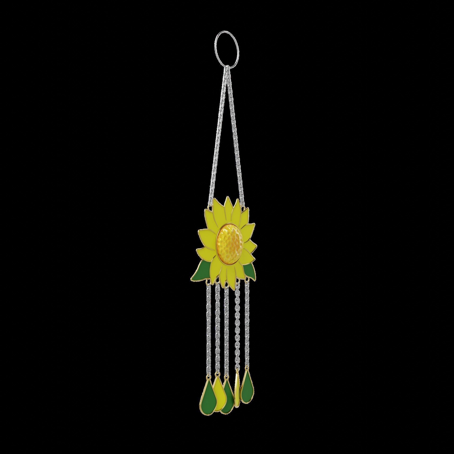Sunflower Wind Chime Low-poly 3D model_10