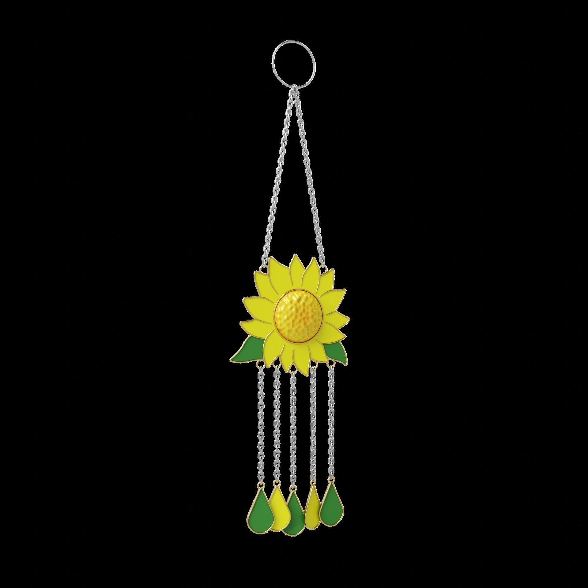 Sunflower Wind Chime Low-poly 3D model_6