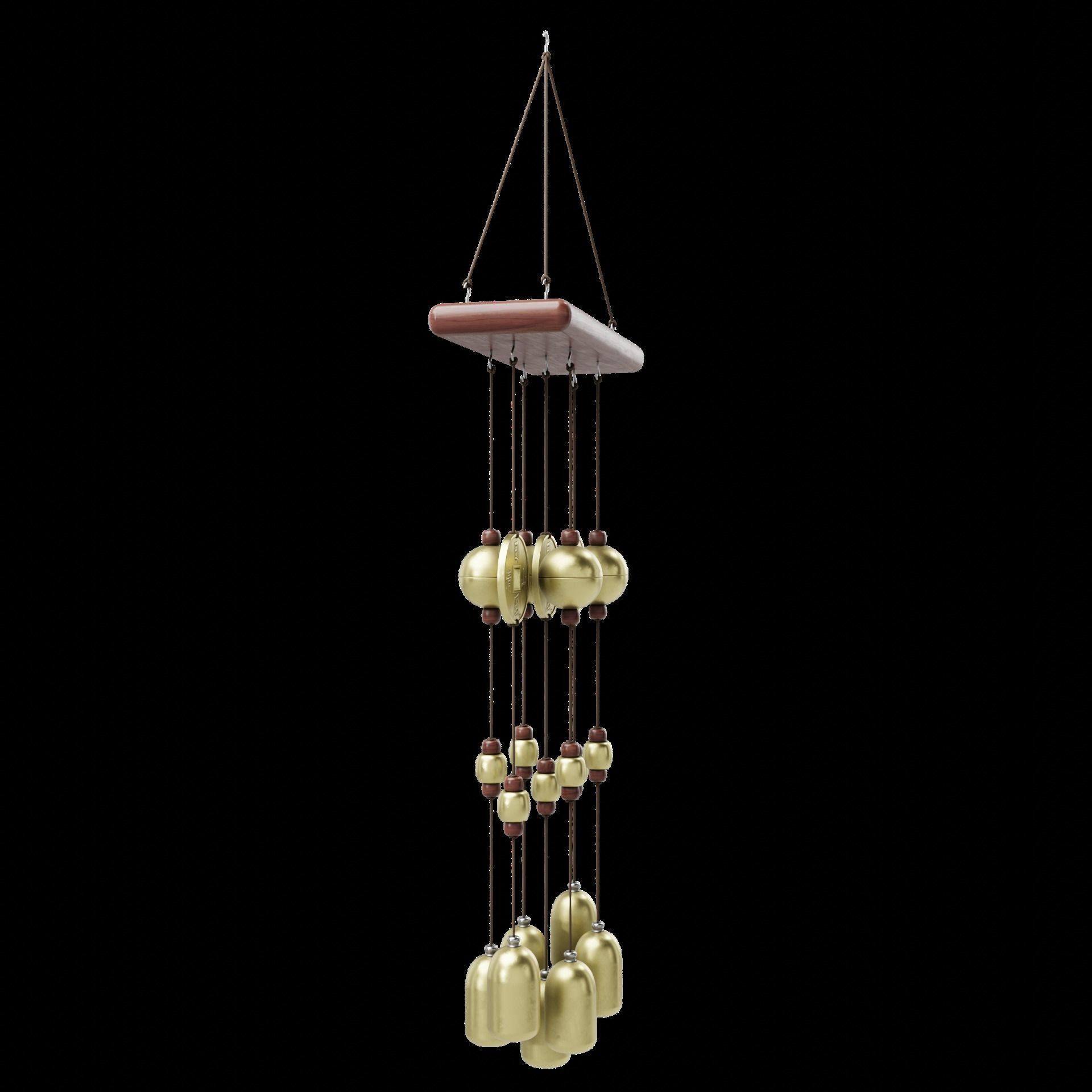 Japanese Style Bell Wind Chime Low-poly 3D model_5