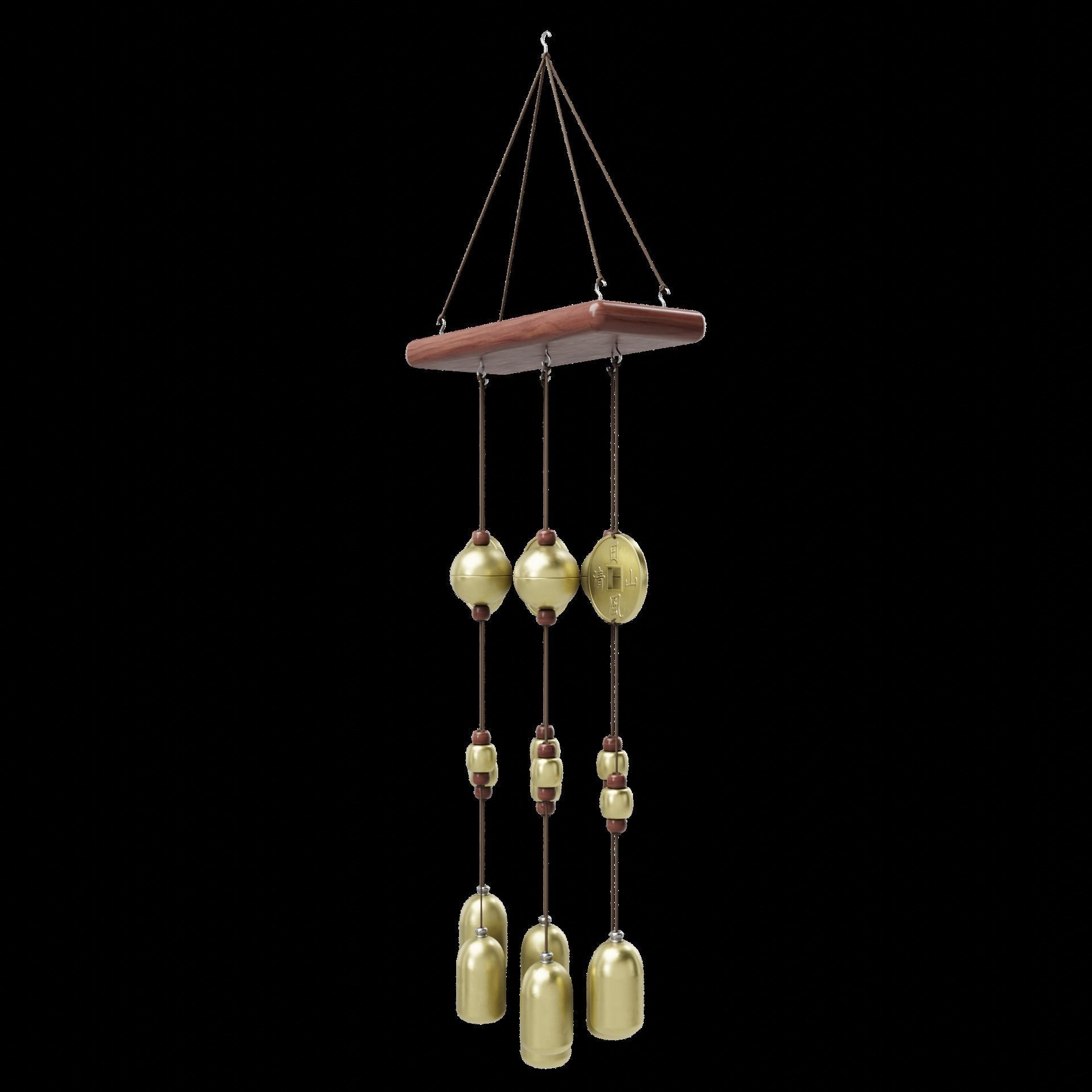 Japanese Style Bell Wind Chime Low-poly 3D model_7