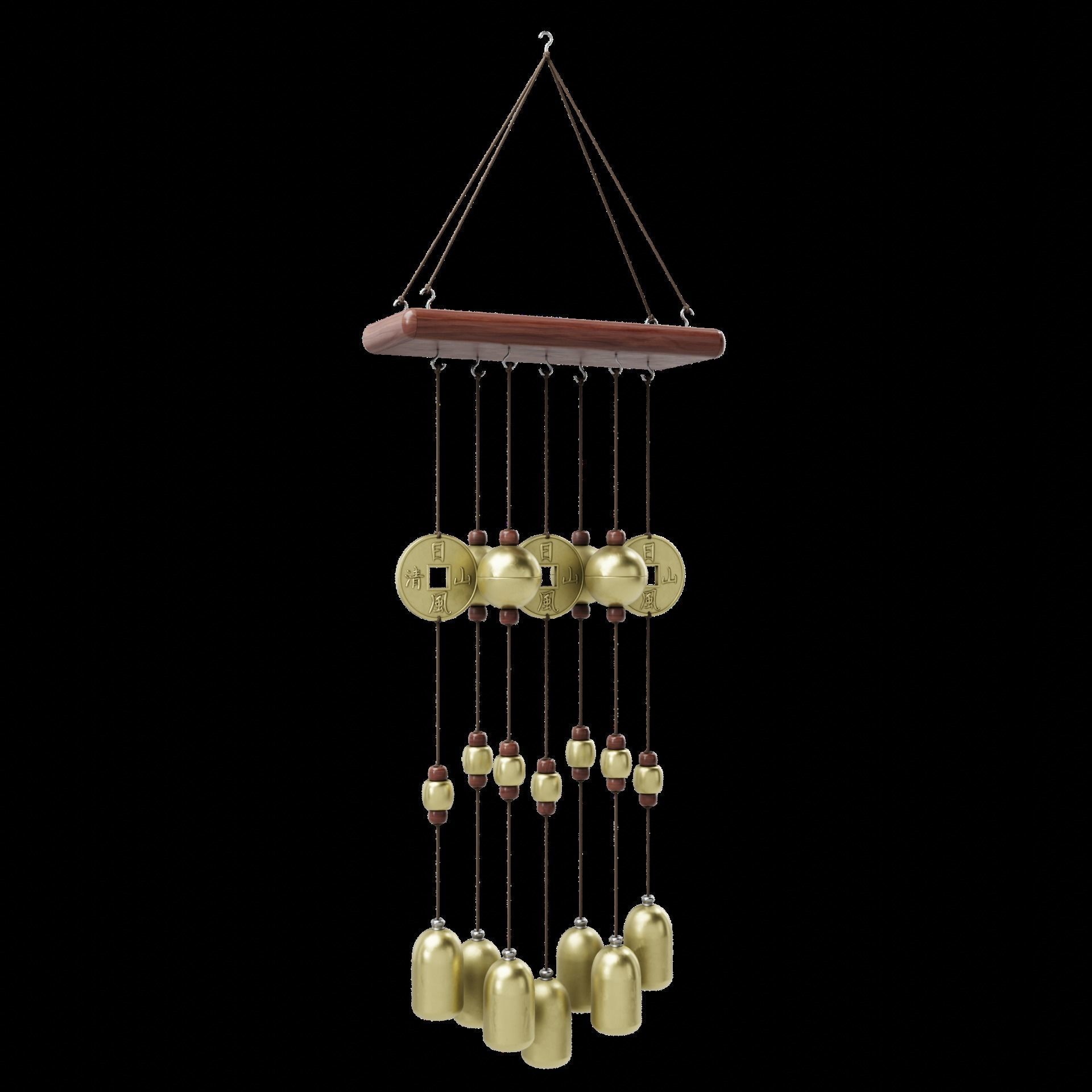 Japanese Style Bell Wind Chime Low-poly 3D model_6