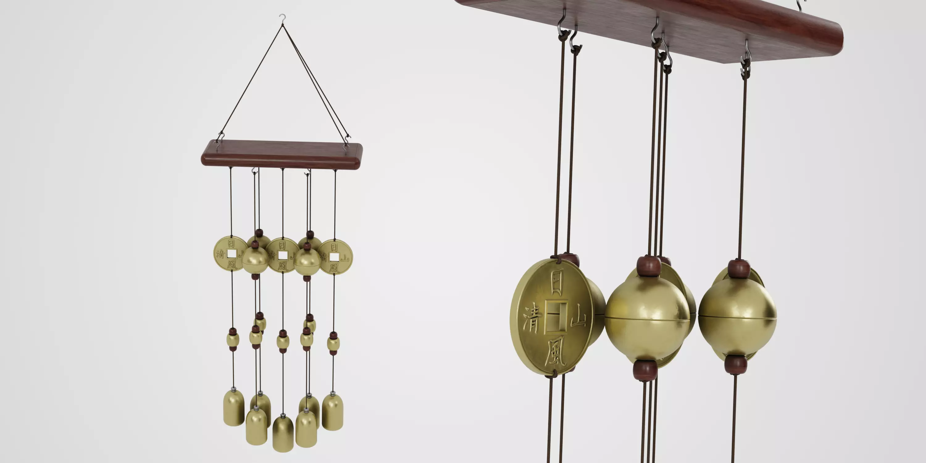 Japanese Style Bell Wind Chime Low-poly 3D model_0