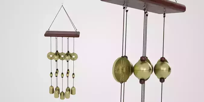 Japanese Style Bell Wind Chime Low-poly 3D model Japanese Style Bell Wind Chime Low-poly 3D model