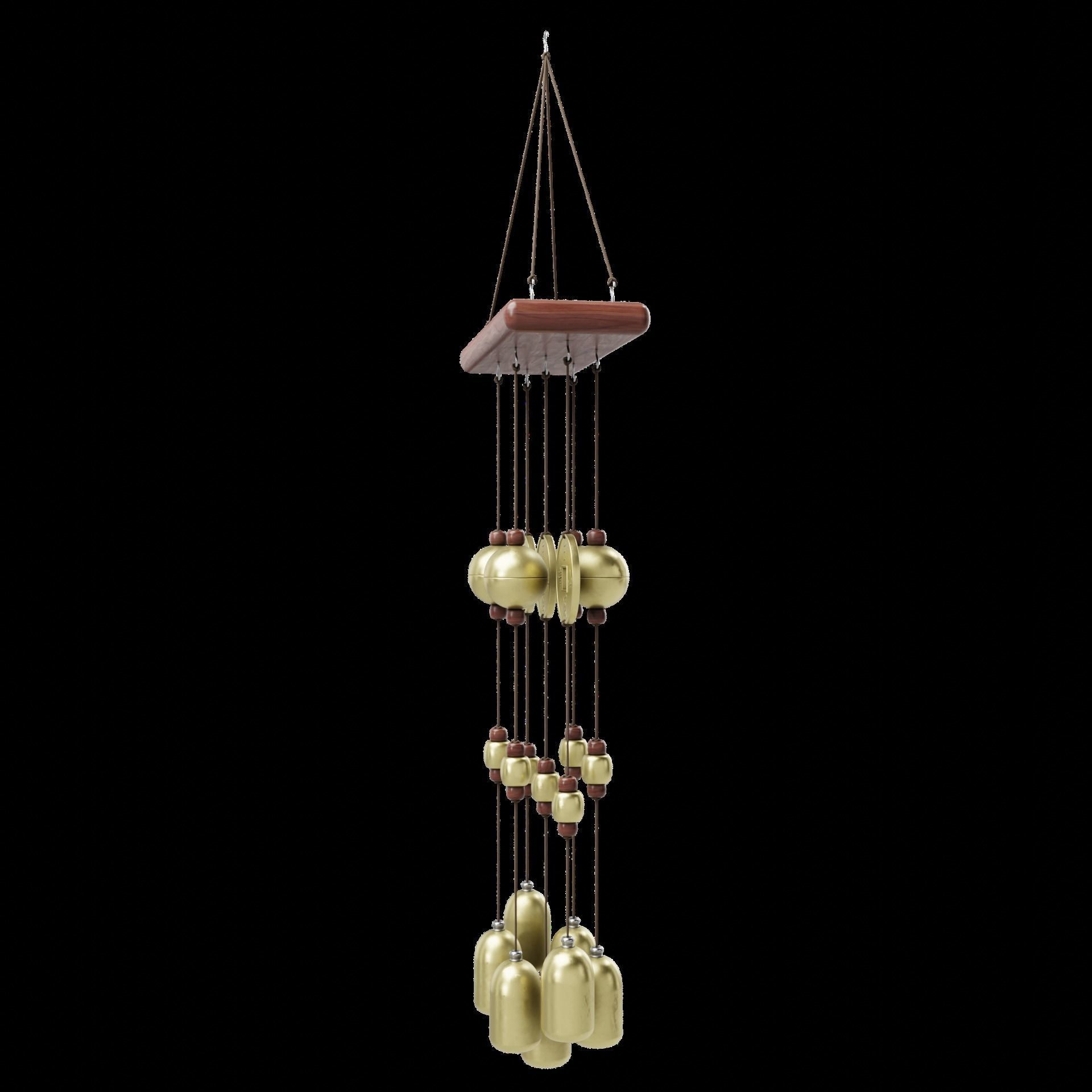 Japanese Style Bell Wind Chime Low-poly 3D model_8