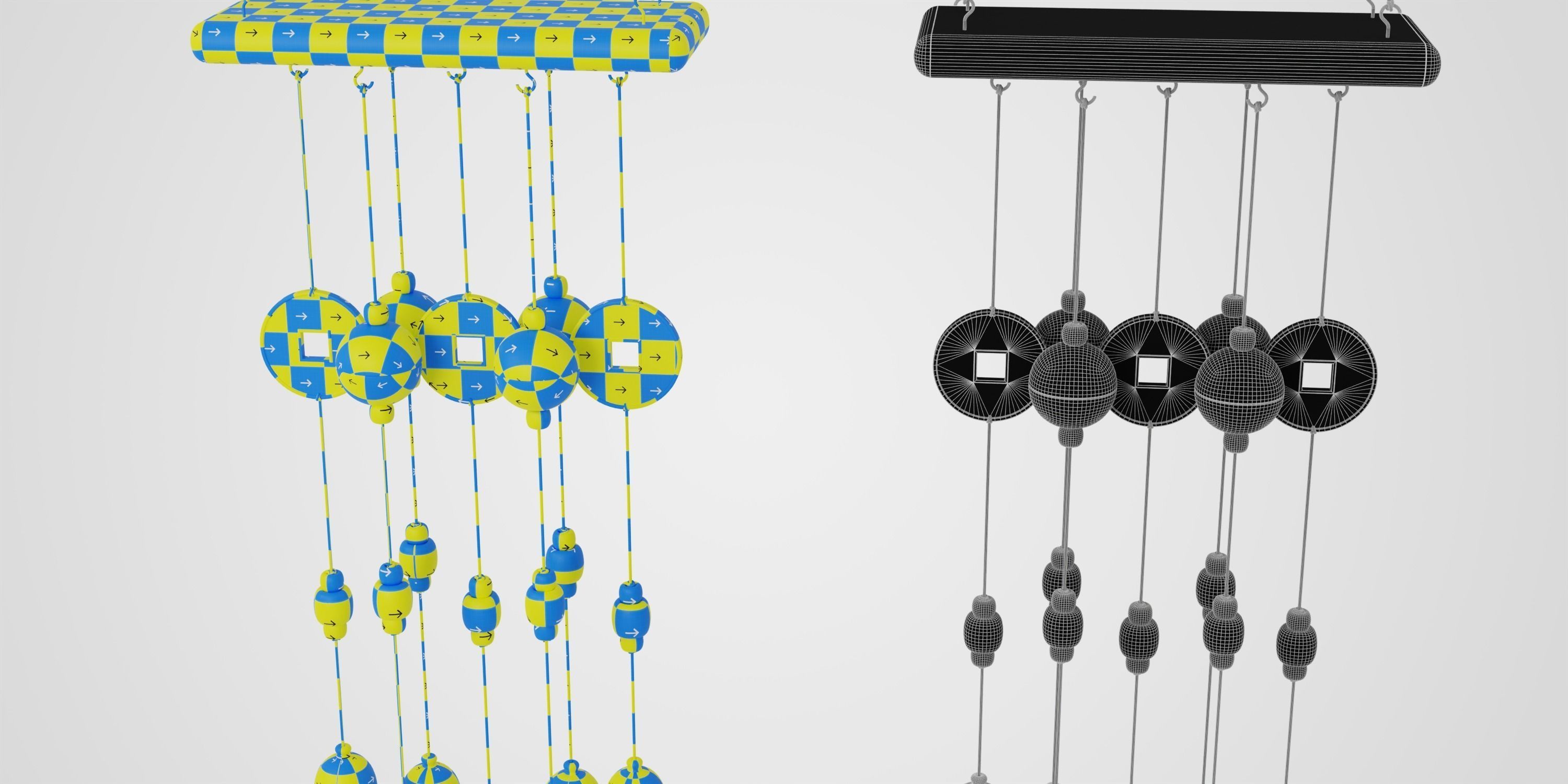 Japanese Style Bell Wind Chime Low-poly 3D model_2