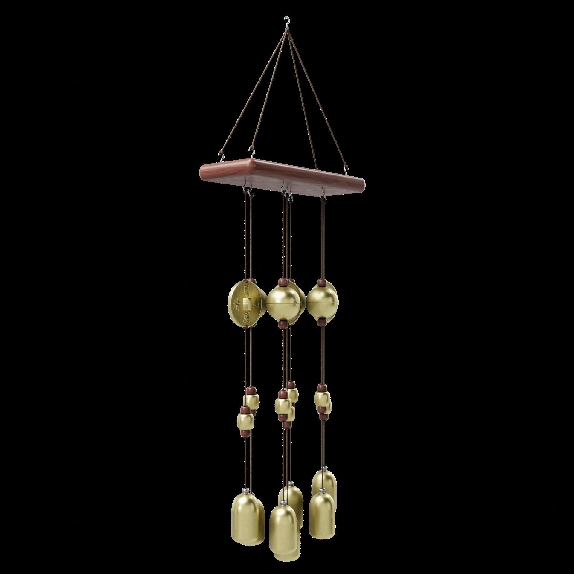 Japanese Style Bell Wind Chime Low-poly 3D model_9