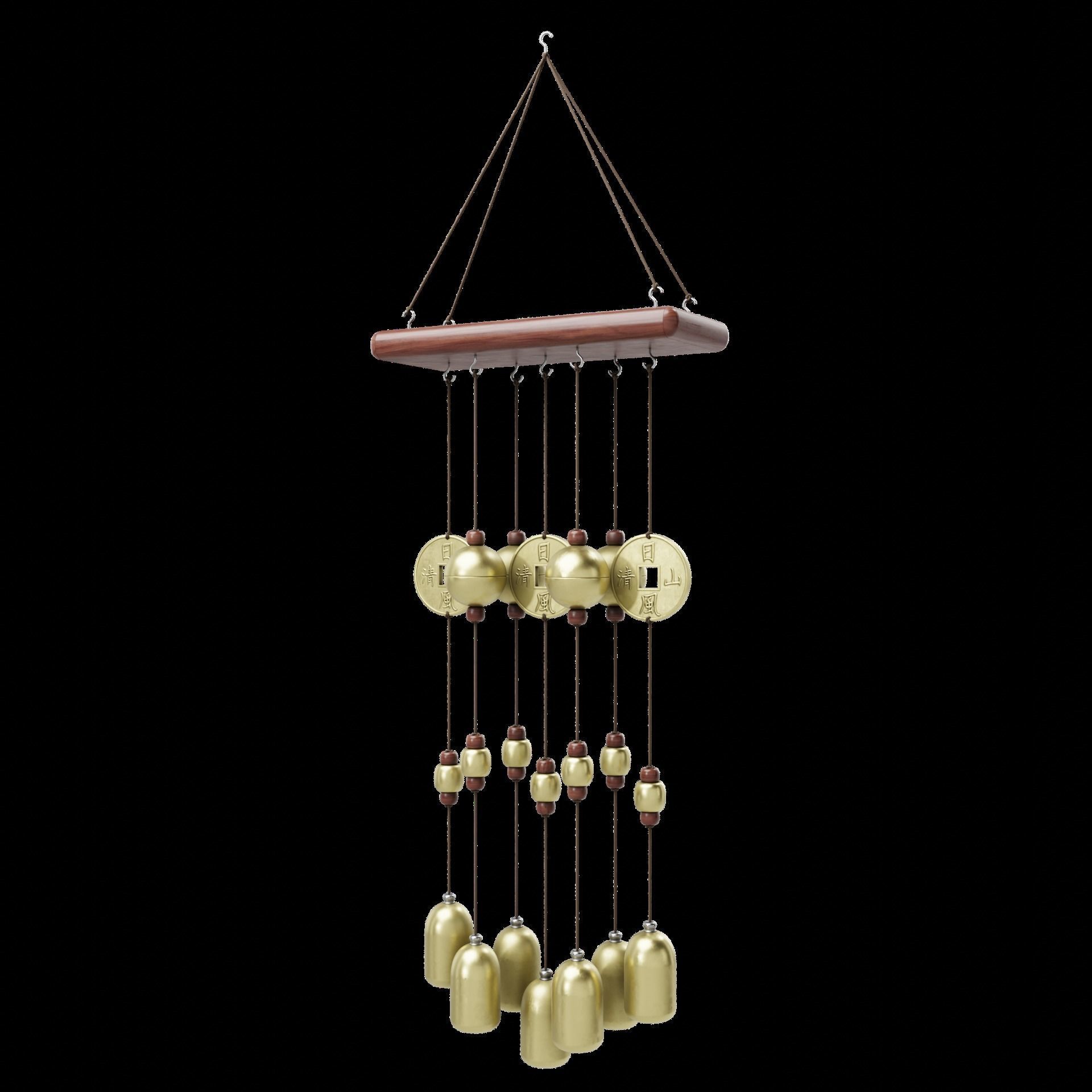 Japanese Style Bell Wind Chime Low-poly 3D model_10