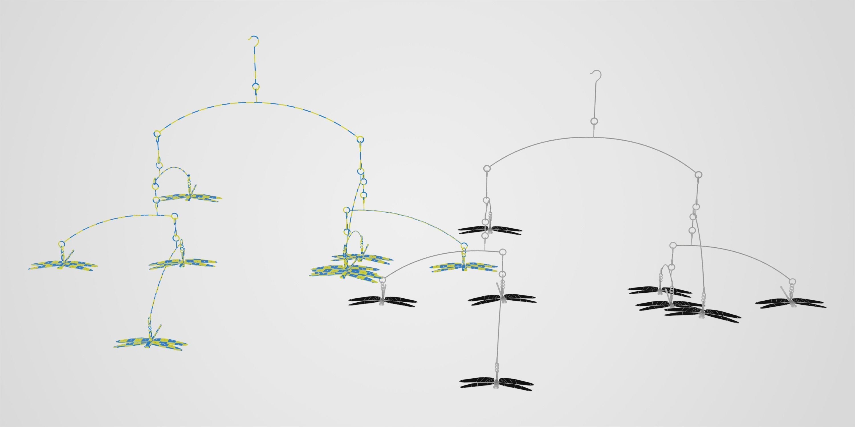 Dragonfly Wind Chime Low-poly 3D model_2