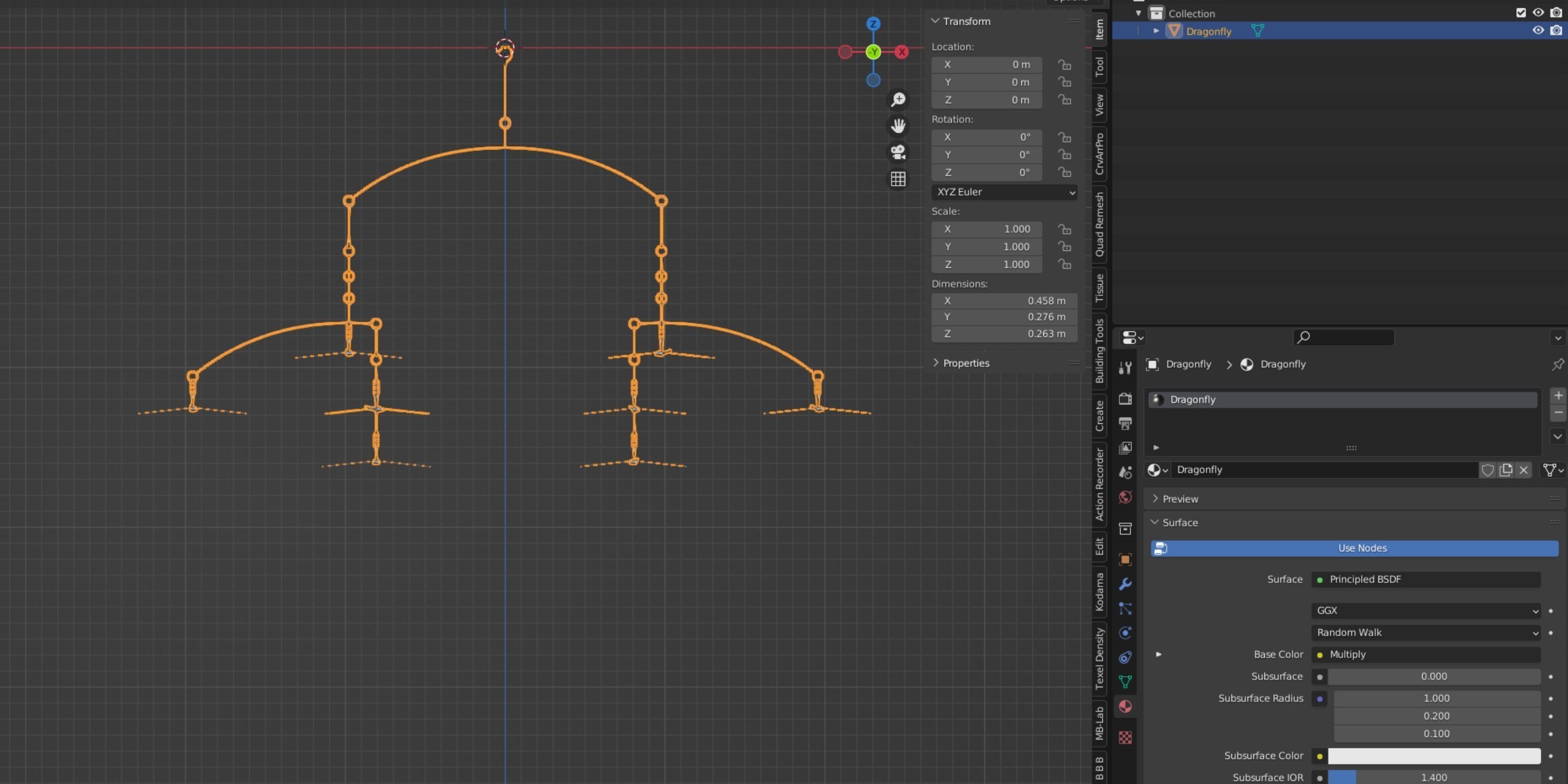 Dragonfly Wind Chime Low-poly 3D model_3