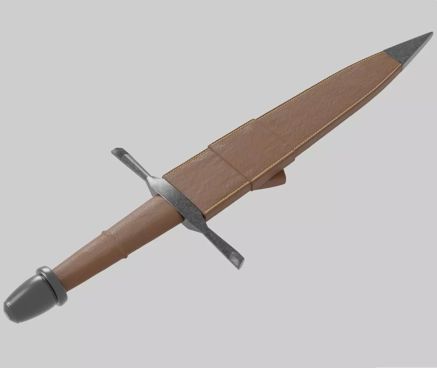 Knights Dagger Low-poly 3D model_0