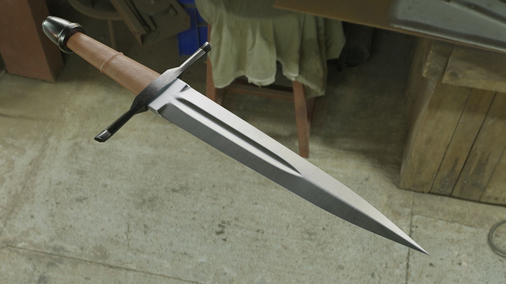 Knights Dagger Low-poly 3D model_5