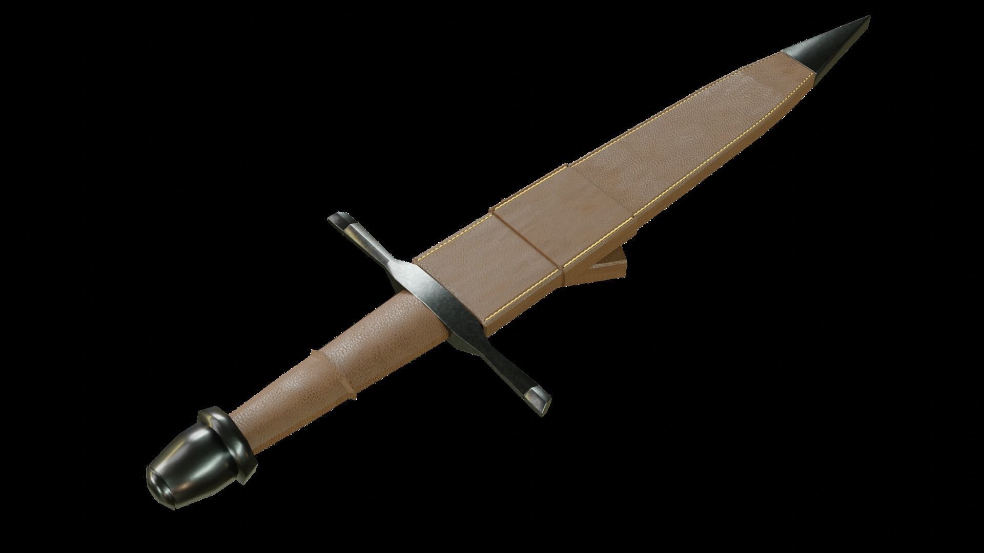 Knights Dagger Low-poly 3D model_1
