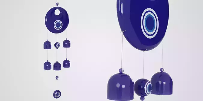 Feng Shui Evil Eye Wind Chime Low-poly 3D model